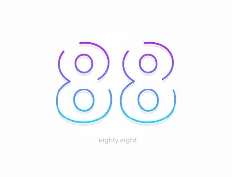 88 number, outline stroke gradient font. Trendy, dynamic creative style desig Stock Illustration