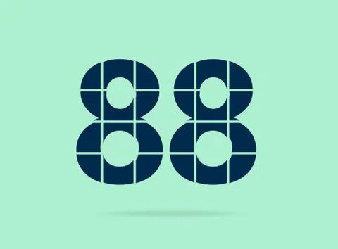 88 number, vector desing font.  Made of knife cut. For logo, brand label, des Stock Illustration