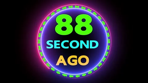 88 second ago text with neon circle Vidéo 330759760