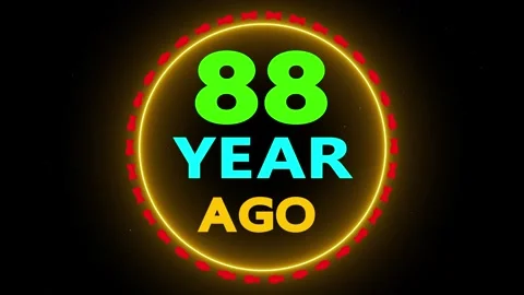 88 year ago glowing text with neon effect Video stock 330759722