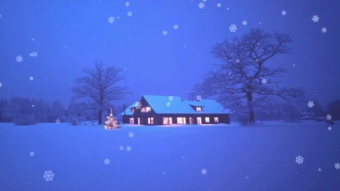 88HD Christmas TV Virtual Studio Green Screen Background Snowfall Winter Vidéo 80747452