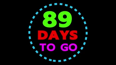 89 days to go countdown timer on black 库存影片 330441666