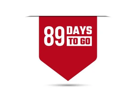 89 days to go red vector banner illustration isolated on white background Stock Illustration