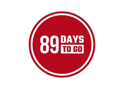 89 days to go red vector banner illustration isolated on white background Stock Illustration