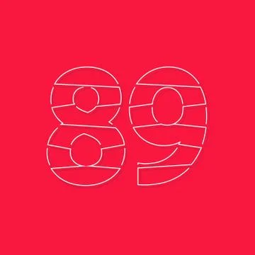 89 number, linear stroke font. Modern trendy, creative style design. For logo Stock Illustration