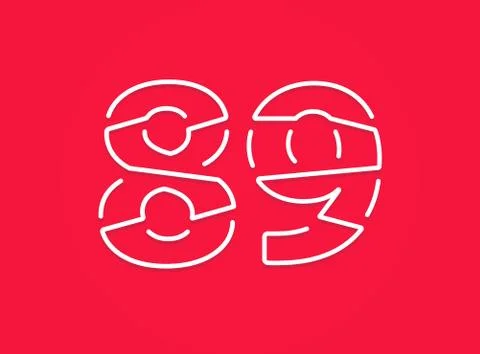 89 number. Modern trendy, creative style design. For logo, brand label, desig Stock Illustration