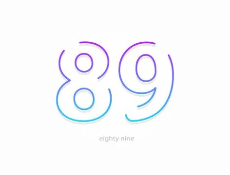 89 number, outline stroke gradient font. Trendy, dynamic creative style desig Stock Illustration