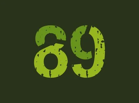 89 vector number made of grungy, grunge texture. Rubber stamp imprint style.  Stock Illustration