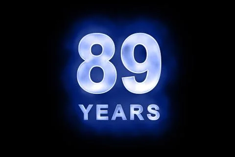 89 years text with blue glow Stock Illustration