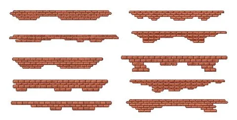 8bit arcade pixel art game brick platforms set Stock Illustration