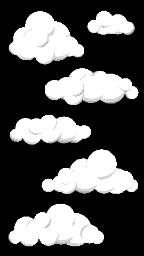 8bit Black and White Clouds Animation Luminance Matte Vertical 10s Loop Stock Footage 318516878
