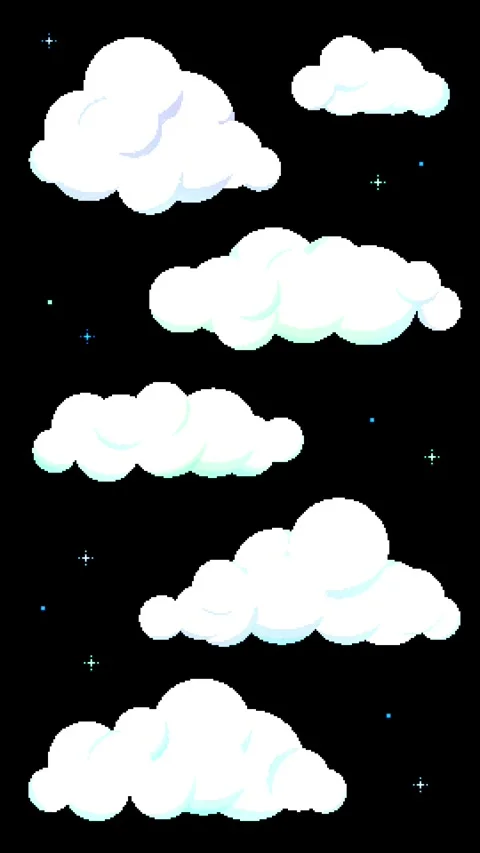 8bit Blue and Cyan Clouds Sparkling Animation Luminance Matte Vertical 10s Loop Stock Footage 318516886
