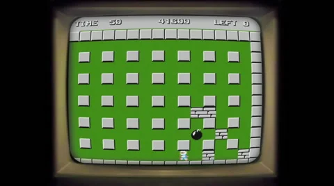 8bit bomberman level complete vintage arcade screen Stock Footage 58796862