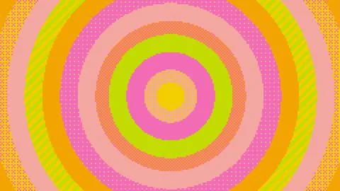 8bit Colorful Pop Circle Background Green Pink Orange 스톡 일러스트