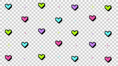 8bit Heart and Sparkle Icon Set Transparent Stock Illustration