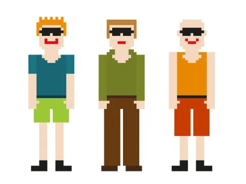 8bit men set Stock Illustration