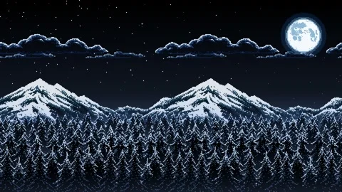 8bit Pixel Art Night Forest v1 Stock Footage 253602501