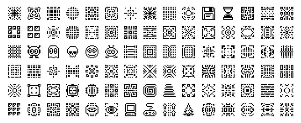 8bit pixel elements game set, technology icons Stock Illustration