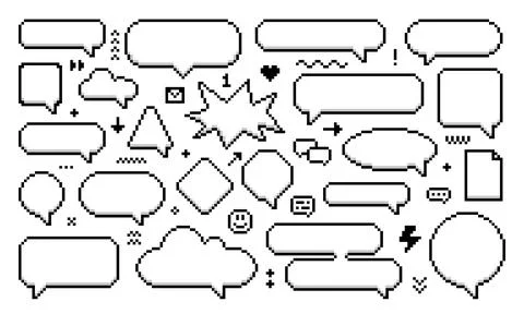 8bit pixel speech bubbles and message dialog boxes Stock Illustration