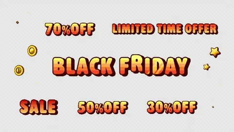 8bit Retro Game Black Friday Sale Text Animation Red Yellow Loop Video Vídeo Stock 318344315