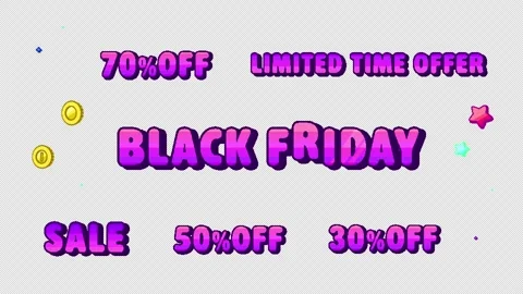 8bit Retro Game Black Friday Sale Text Animation Purple Loop Video Stock Footage 318344320