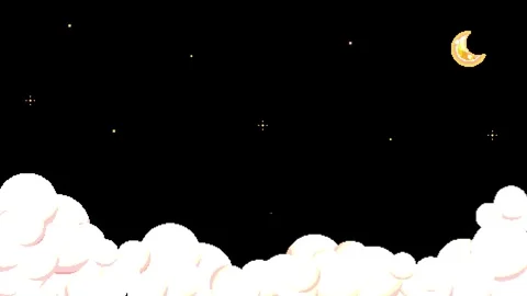 8bit Retro Game Style Clouds Stars and Moon Loop Yellow Orange Stock Footage 328266239