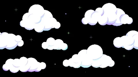 8bit Retro Game Style Flowing Clouds and Sparkling Stars Loop Stock Footage 328266226