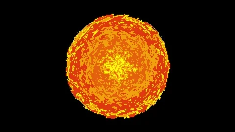 8bit Retro Sun Fire Pixel Animation Loop on Black 스톡 동영상 329205584