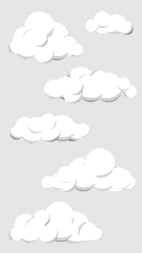 8bit Vertical Black White Clouds Floating Animation 10s Loop Stock Footage 318516817