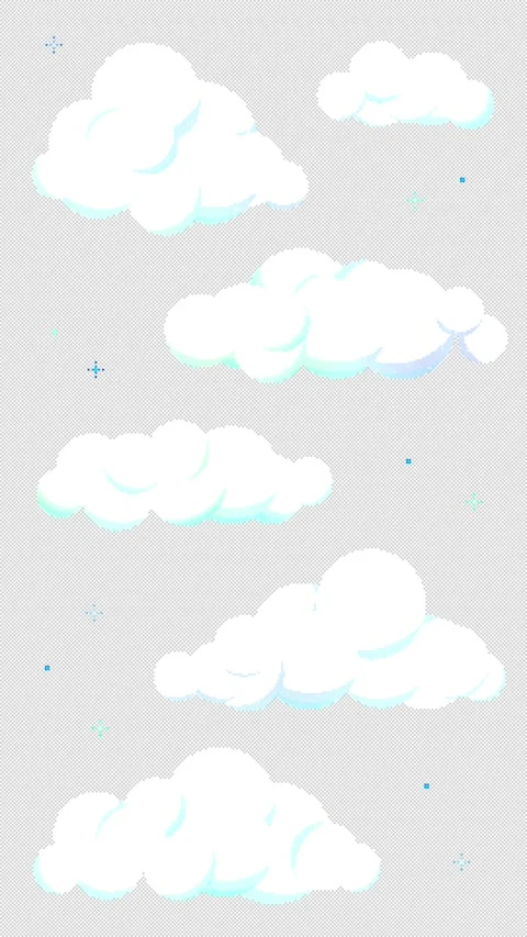 8bit Vertical Blue Cyan Clouds Sparkling Animation 10s Loop Stock Footage 318516874