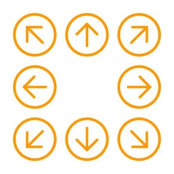 8/eight orange arrows in circle with different directions Stock Illustration