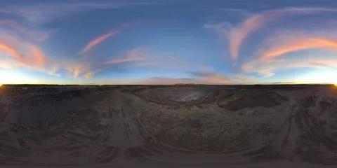 8K 360 Extra HD Aerial Flight Around Open Pit On Sunset Vídeo Stock 130344320