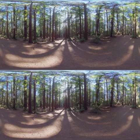 8K 360 VR California Redwood Forest - Stereoscopic 3D Stock Footage