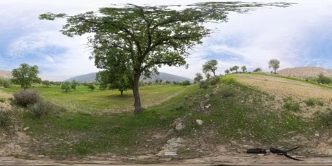 8K 360 VR Landscape of Green Valley Stock Footage 340023353