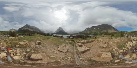 8K 360 VR - Many Glacier Hotel Hillside, Glacier National Park Stock Footage 94011255