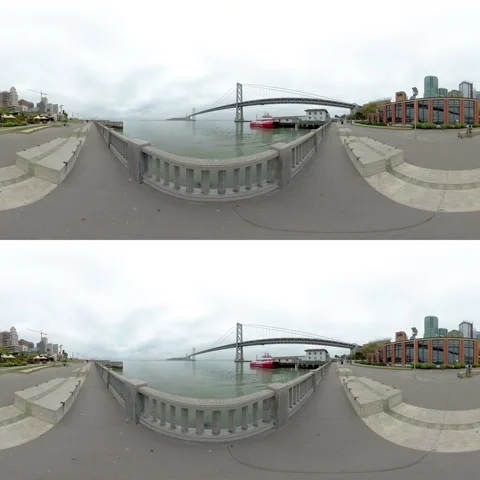 8K 360 VR San Francisco Bay Bridge View - Stereoscopic 3D Stock Footage