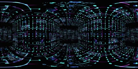 8K 360 vr technological abstract futuristic background digital cyberspace Vídeo Stock 196121863