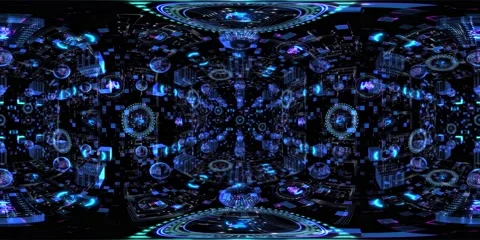 8K 360 vr technological abstract futuristic background digital cyberspace Vídeo Stock 196121922