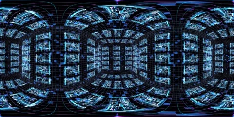 8K 360 vr technological abstract futuristic background digital cyberspace Vídeo Stock 196122016