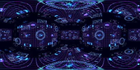 8K 360 vr technological abstract futuristic background digital cyberspace Vídeo Stock 196122074