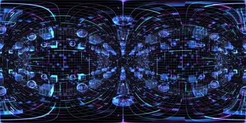 8K 360 vr technological abstract futuristic background digital cyberspace Vídeo Stock 196122111