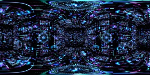 8K 360 vr technological abstract futuristic background digital cyberspace Vídeo Stock 196122260