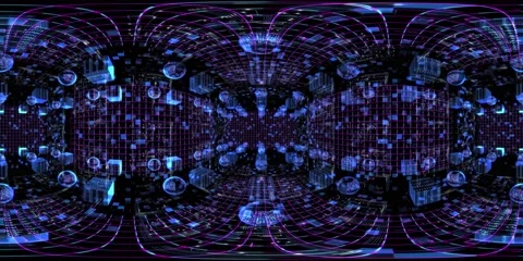 8K 360 vr technological abstract futuristic background digital cyberspace Vídeo Stock 196123150