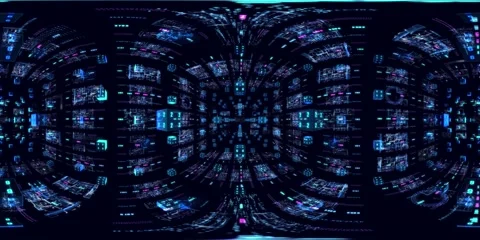 8K 360 vr technological abstract futuristic background digital cyberspace Vídeo Stock 196176855