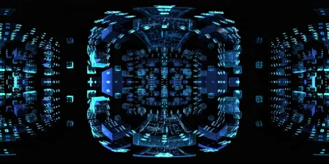 8K 360 vr technological abstract futuristic background digital cyberspace Vídeo Stock 196184314