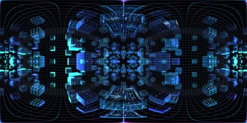 8K 360 vr technological abstract futuristic background digital cyberspace Vídeo Stock 196184328