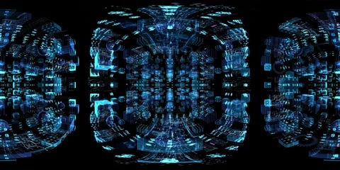 8K 360 vr technological abstract futuristic background digital cyberspace Vídeo Stock 196269462