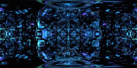 8K 360 vr technological abstract futuristic background digital cyberspace Vídeo Stock 196269520