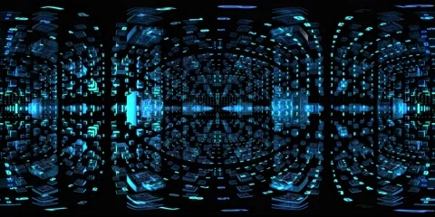 8K 360 vr technological abstract futuristic background digital cyberspace Vídeo Stock 196269918