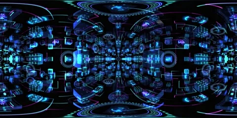 8K 360 vr technological abstract futuristic background digital cyberspace Vídeo Stock 196270331